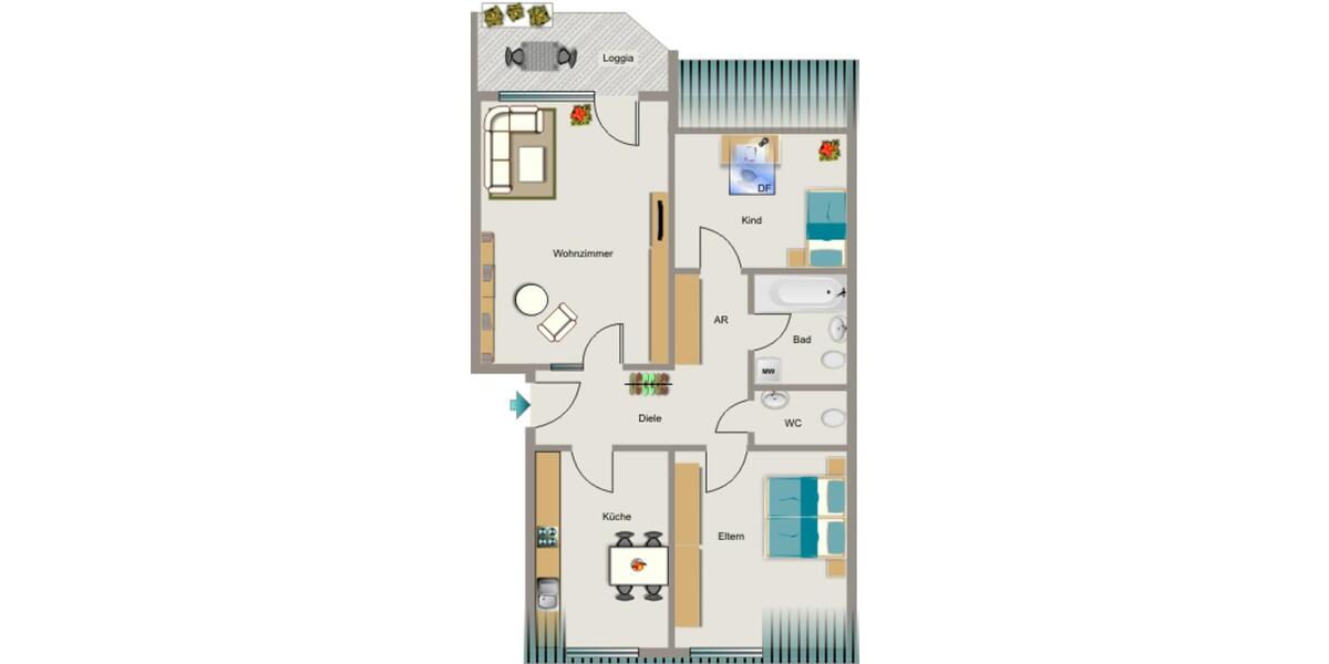 Dachgeschoßwohnung Duisburg Walsum - 3.5 Zimmer, 71 m&sup2;, 375&euro; | Angebot:26568667