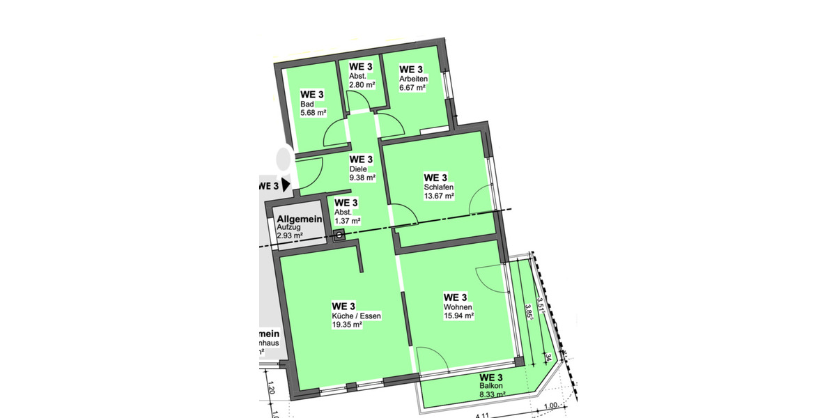 Etagenwohnung Siegburg - 3 Zimmer, 87 m&sup2;, 1.218&euro; | Angebot:24785491