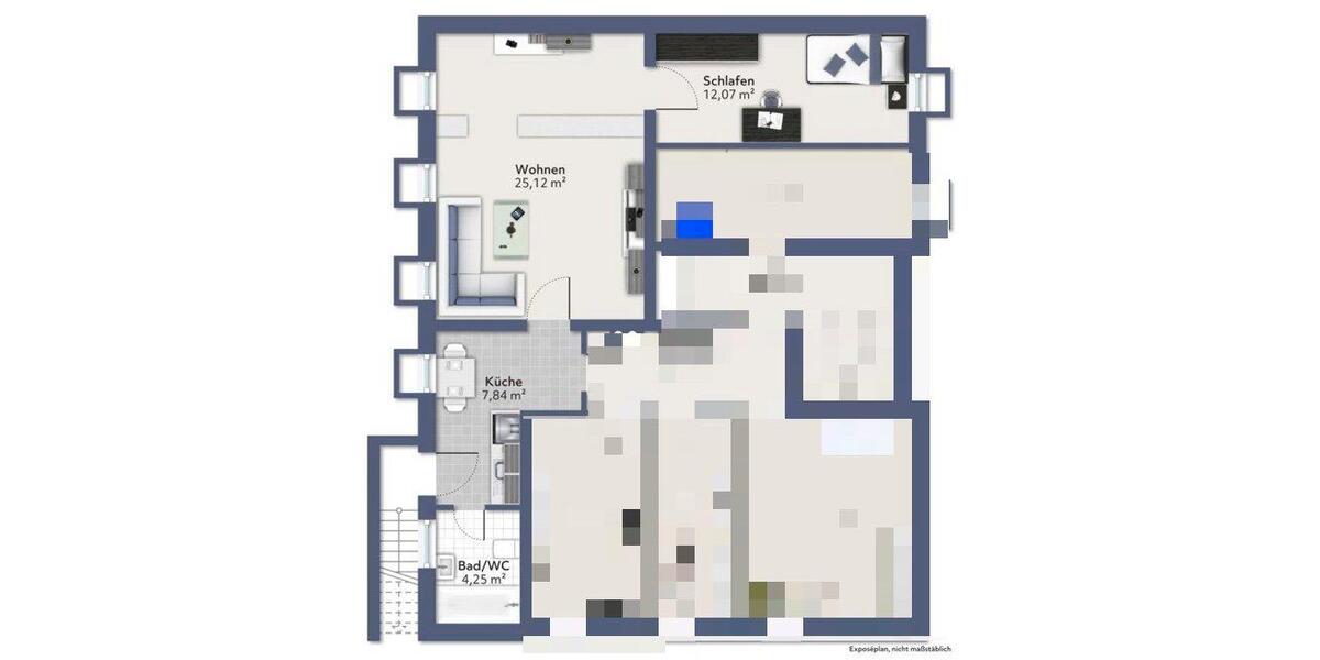 Etagenwohnung Mannheim Rheinau - 2 Zimmer, 49 m&sup2;, 520&euro; | Angebot:26605043