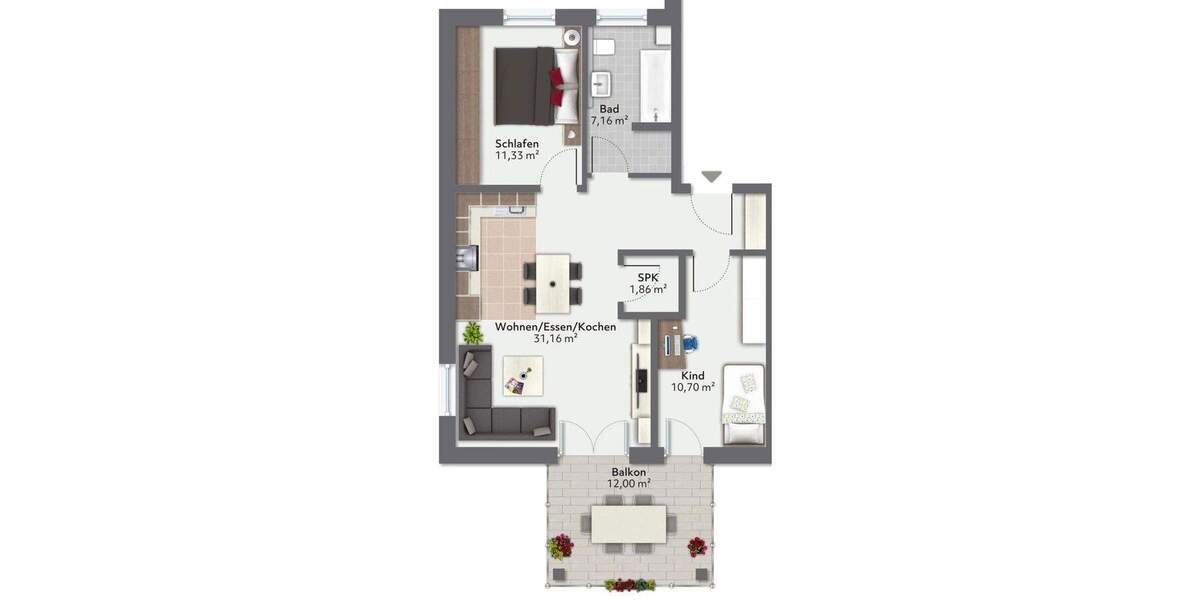 Etagenwohnung Baar-Ebenhausen Baar - 3 Zimmer, 68 m&sup2;, 1.020&euro; | Angebot:26131815