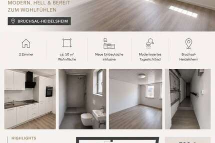 Wohnung Bruchsal-Heidelsheim Heidelsheim - 2 Zimmer, 53 m&sup2;, 700&euro; | Angebot:27032977