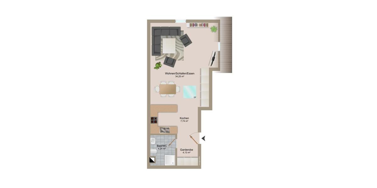 Dachgeschoßwohnung Straubing - 1.5 Zimmer, 50 m&sup2;, 605&euro; | Angebot:26662082