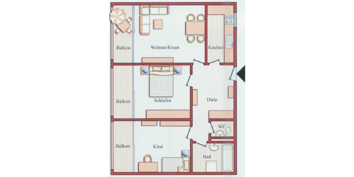 Etagenwohnung Neu-Ulm Ludwigsfeld - 3 Zimmer, 84 m&sup2;, 950&euro; | Angebot:26706103