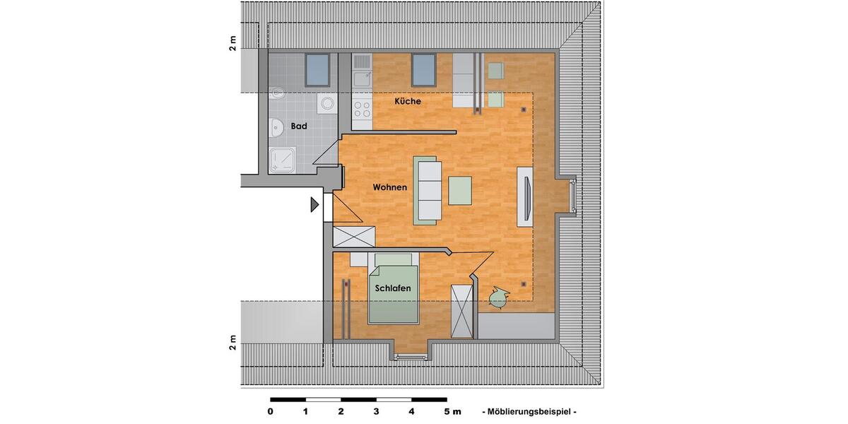Dachgeschoßwohnung Halle (Saale) Damaschkestraße - 2 Zimmer, 48 m&sup2;, 359&euro; | Angebot:26644724