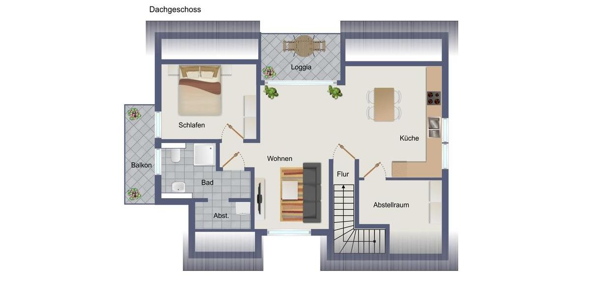 Dachgeschoßwohnung Bad Bentheim - 2 Zimmer, 69 m&sup2;, 900&euro; | Angebot:25977925
