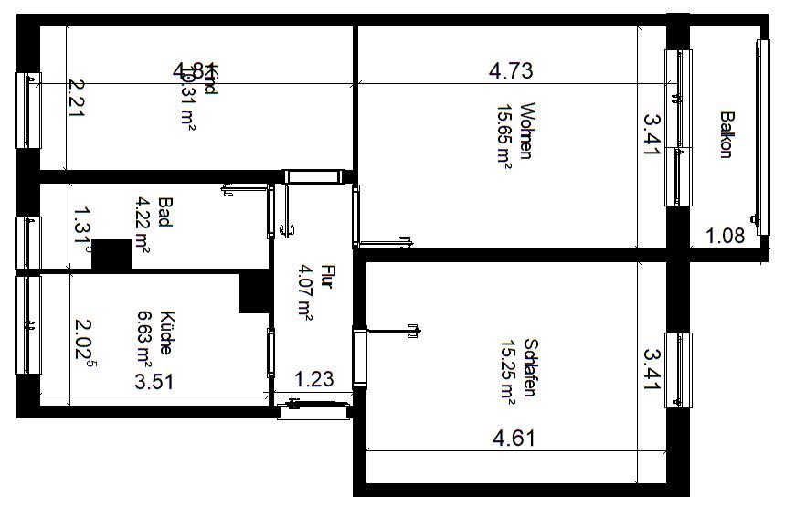 Etagenwohnung Dippoldiswalde - 3 Zimmer, 59 m&sup2;, 334&euro; | Angebot:26534409