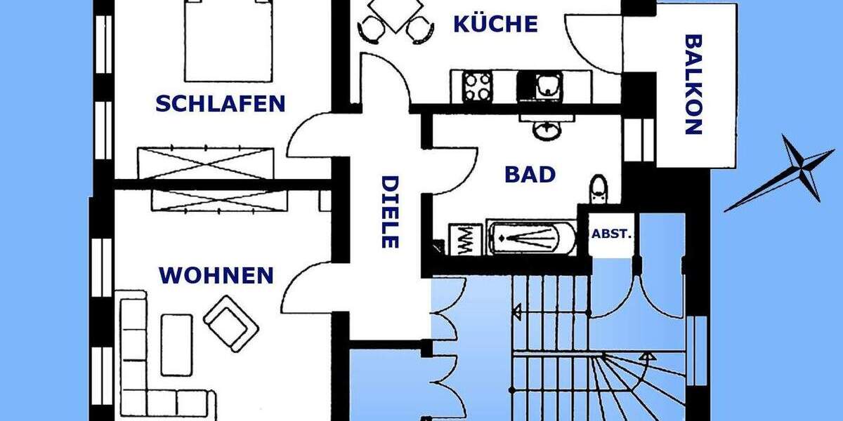 Einkaufsgünstige Zweiraumwohnung mit Einbauküche und Balkon 2 zimmer