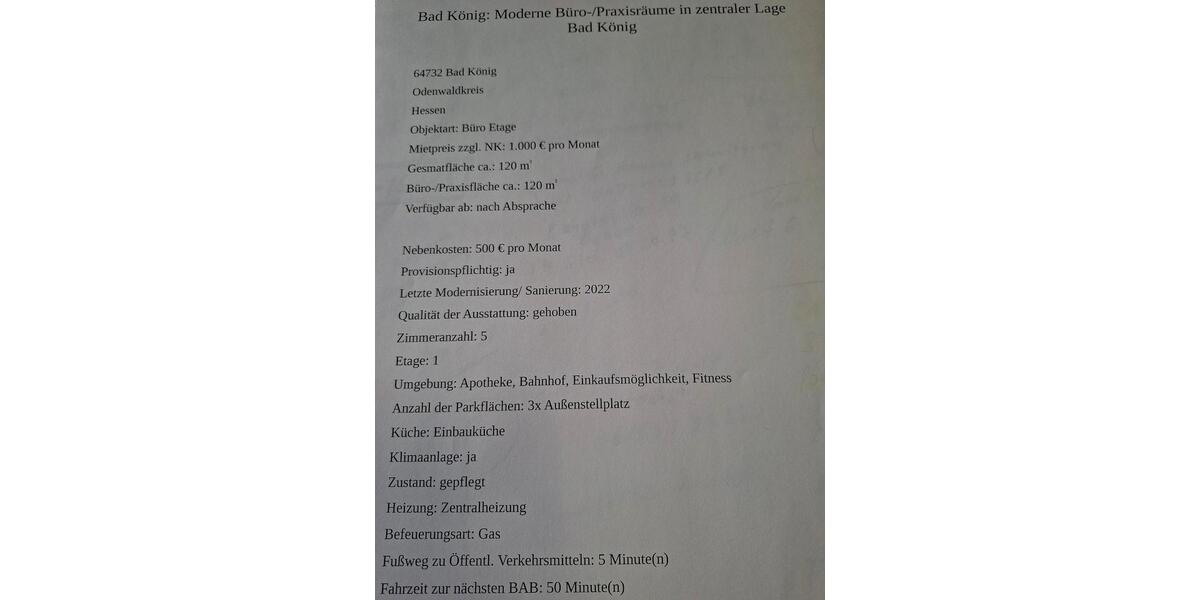 Gewerbeobjekt Bad König - 1.500&euro; | Angebot:25782431