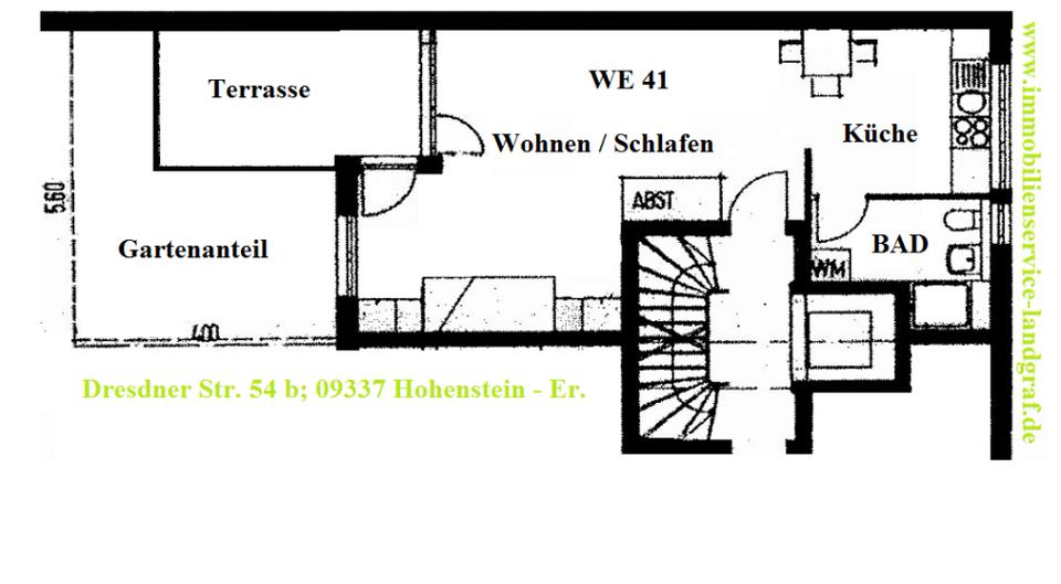 Erdgeschoßwohnung Hohenstein-Ernstthal Ernstthal - 1 Zimmer, 46 m&sup2;, 230&euro; | Angebot:24677152