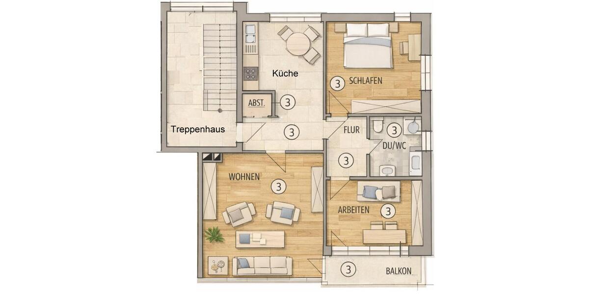 Etagenwohnung Wildeshausen - 3 Zimmer, 88 m&sup2;, 795&euro; | Angebot:26144583