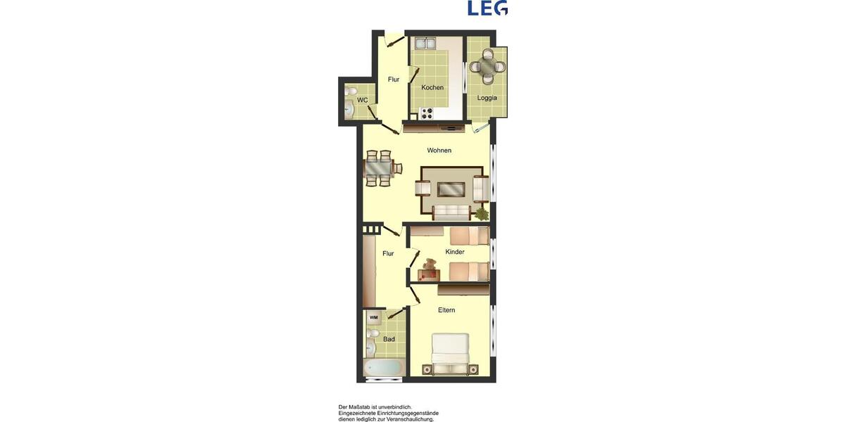 Etagenwohnung Neunkirchen - 3 Zimmer, 74 m&sup2;, 419&euro; | Angebot:26356325