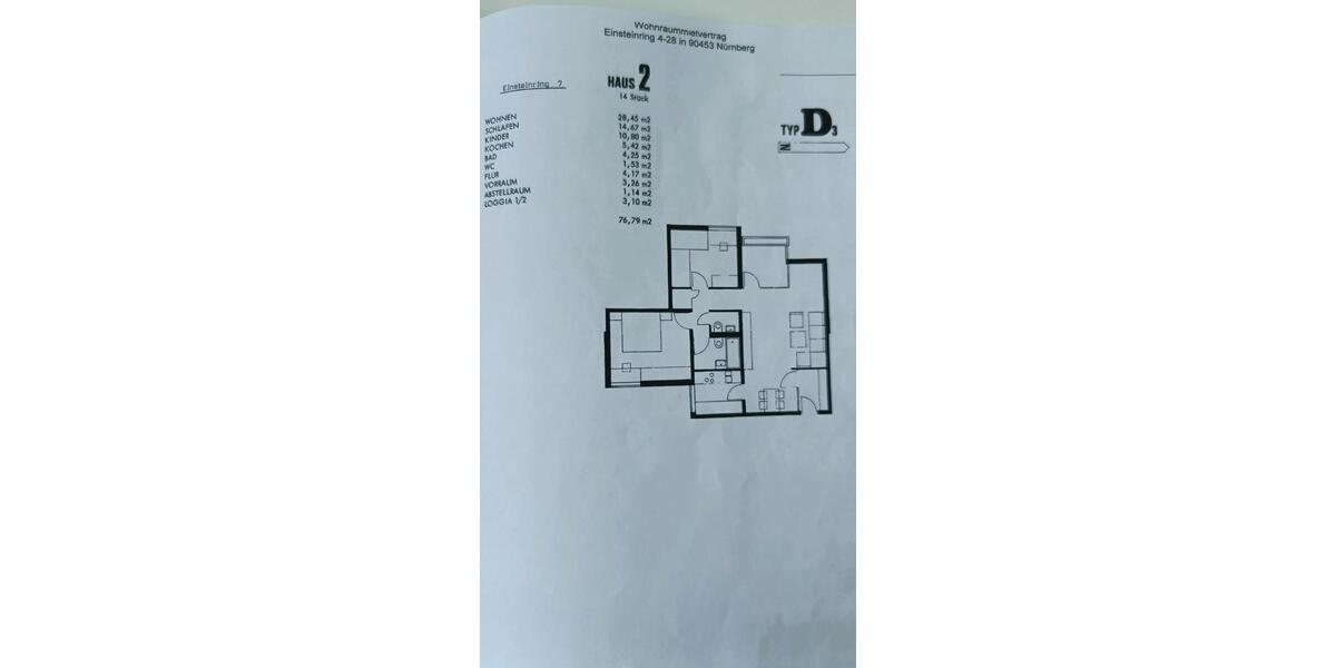 Etagenwohnung Nürnberg Holzheim - 3 Zimmer, 77 m&sup2;, 1.200&euro; | Angebot:26024624