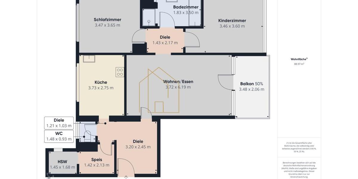 Etagenwohnung Neuhaus am Inn - 3 Zimmer, 89 m&sup2;, 700&euro; | Angebot:26364496