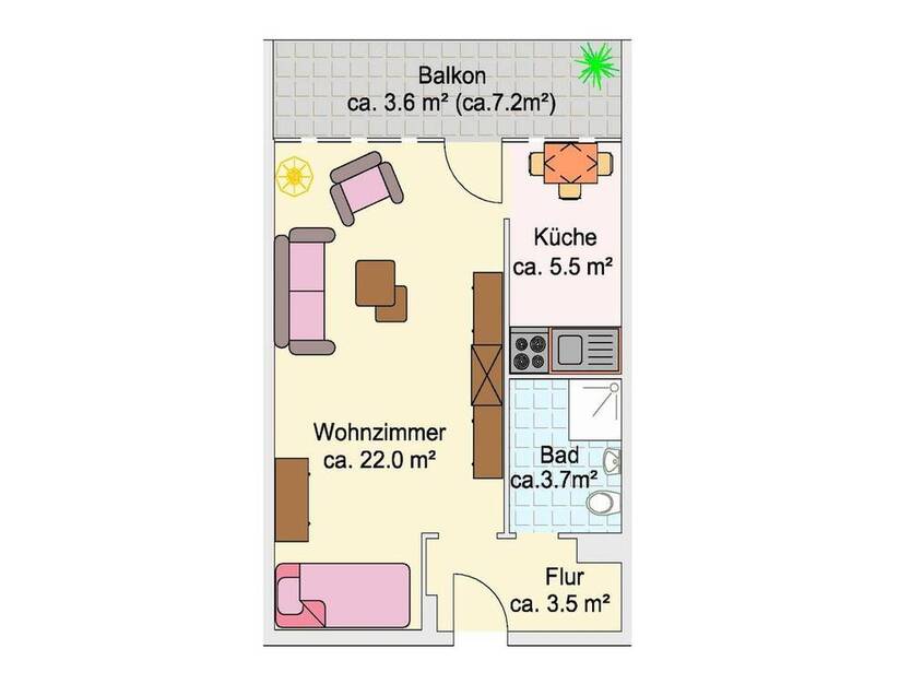 Herrliche Aussichten!! 1-Zimmer-Apartment + Balkon, modernes Duschbad, separierte Küche + Aufzug