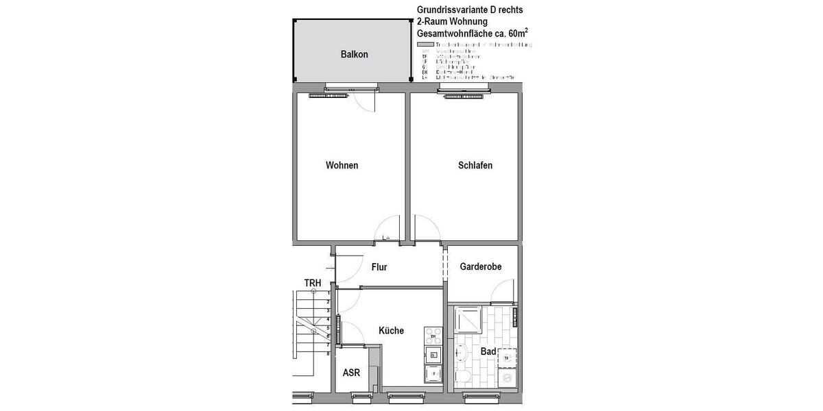 Etagenwohnung Sangerhausen - 2 Zimmer, 60 m&sup2;, 384&euro; | Angebot:26337107