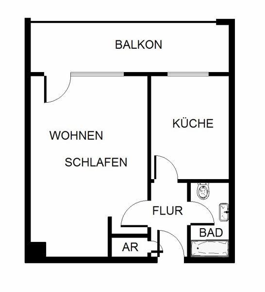 Reinkommen und Wohlfühlen: saniertes 1-Zi.-Appartment mit Balkon und Aufzug, sofort anmietbar!