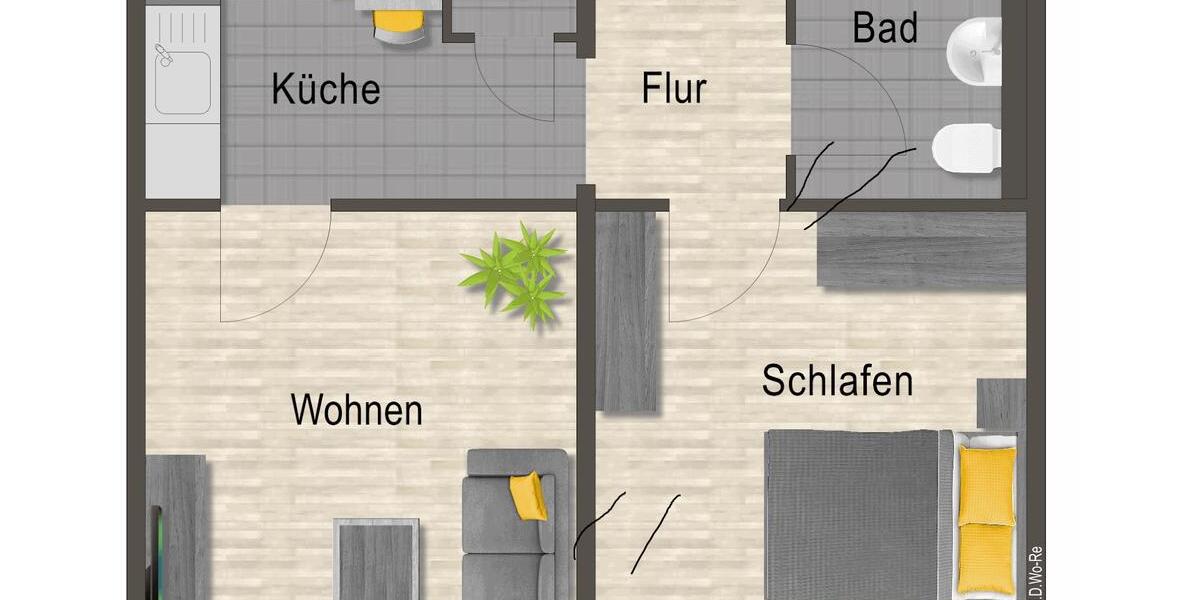 Etagenwohnung Neubrandenburg - 2 Zimmer, 48 m&sup2;, 363&euro; | Angebot:26664593