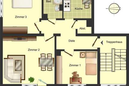 Wohnung Bergkamen Rünthe - 3.5 Zimmer, 63 m&sup2;, 479&euro; | Angebot:27250773