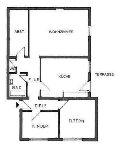 Gemütliche ca.100m² Erdgeschoss-Wohnung mit geschützter West-Terrasse 3 zimmer
