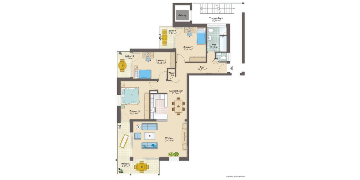 Sonnenverwöhnte 4-Zimmer-Mietwohnung mit drei Balkonen und Tiefgaragenstellplatz 4 zimmer