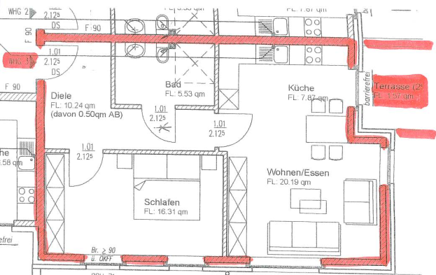 Etagenwohnung Wassenberg Orsbeck - 2 Zimmer, 61 m&sup2;, 351&euro; | Angebot:25866806