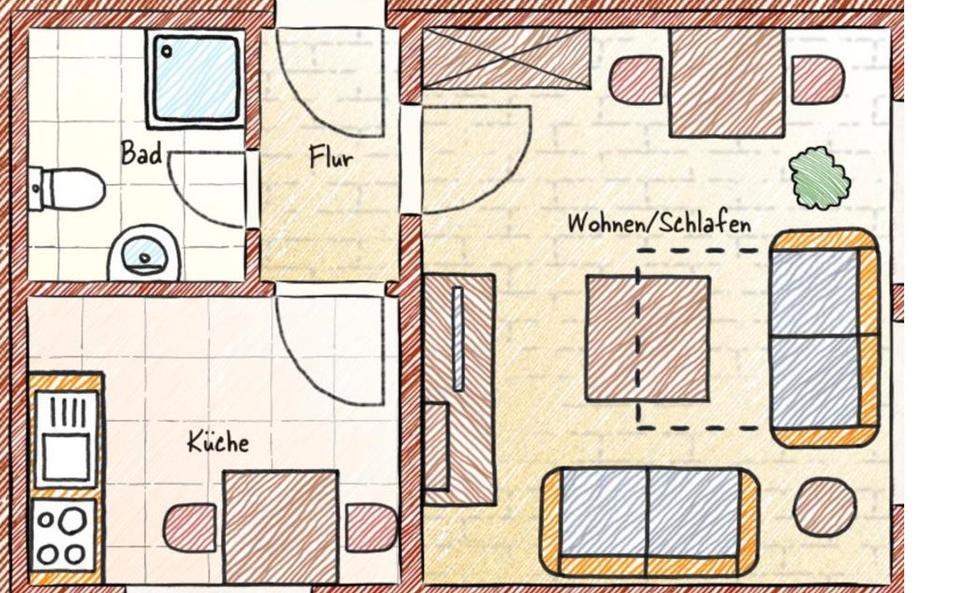 Etagenwohnung Oldenburg Eversten - 1 Zimmer, 33 m&sup2;, 490&euro; | Angebot:26656896