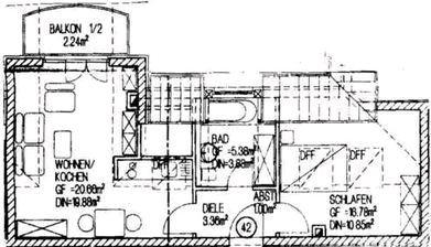 Dachgeschoßwohnung Frankenberg (Sachsen) - 2 Zimmer, 43 m&sup2;, 395&euro; | Angebot:25026034