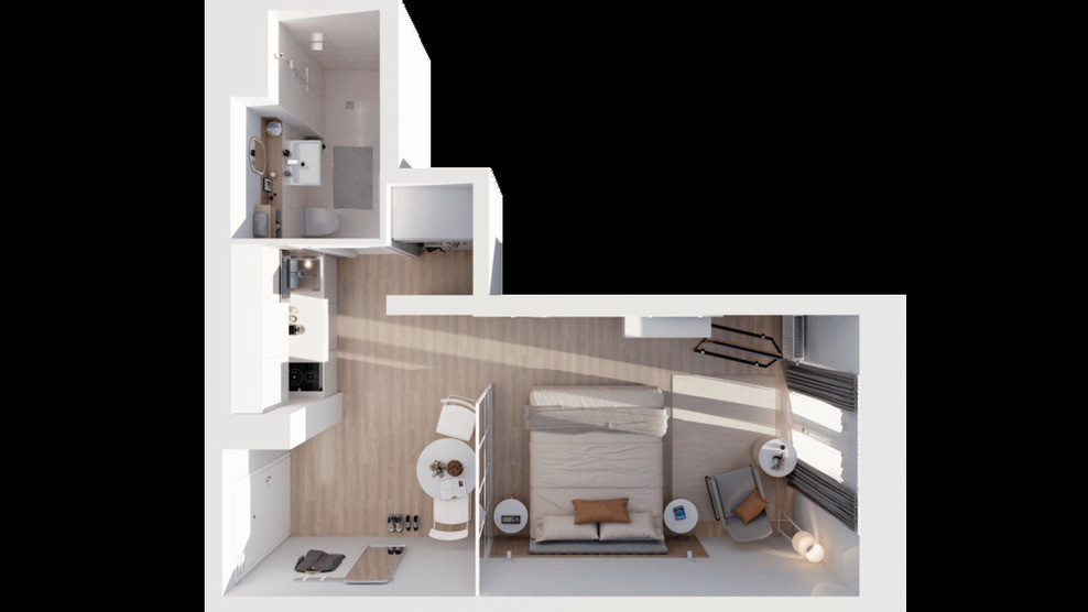 Wohnen auf Zeit in Hamburg 1.369 € 1 zimmer