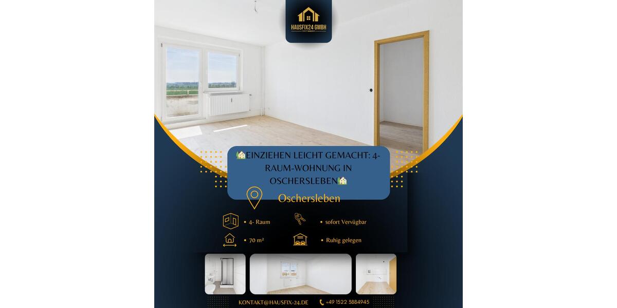 Etagenwohnung Oschersleben (Bode) - 4 Zimmer, 70 m&sup2;, 476&euro; | Angebot:26692659