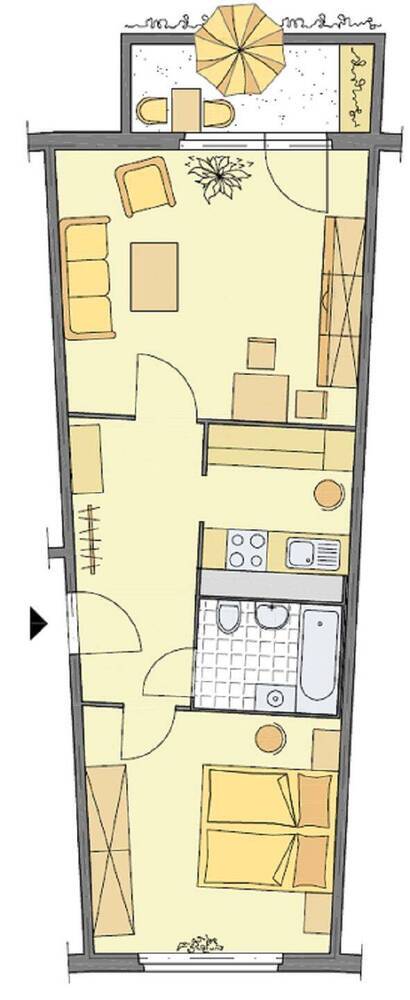 Charmante 2-Zimmer-Wohnung mit Balkon in Lusan sucht Nachmieter