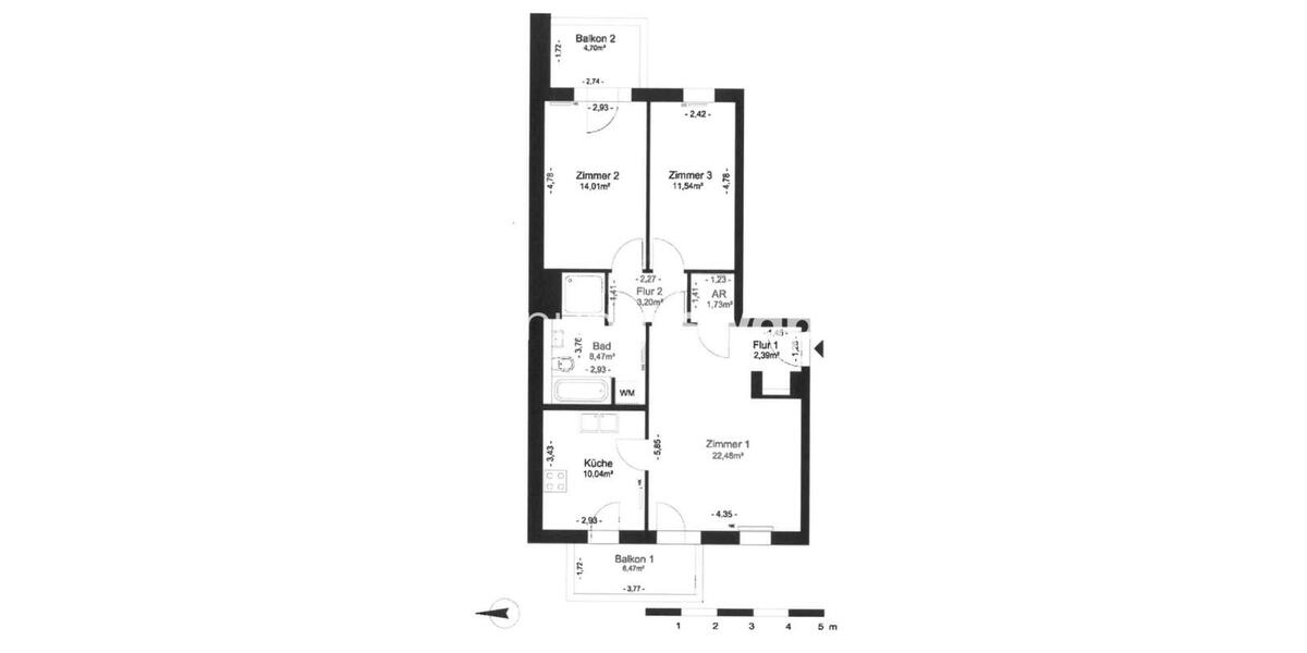 Etagenwohnung Berlin Spandau - 3 Zimmer, 80 m&sup2;, 537&euro; | Angebot:25229100