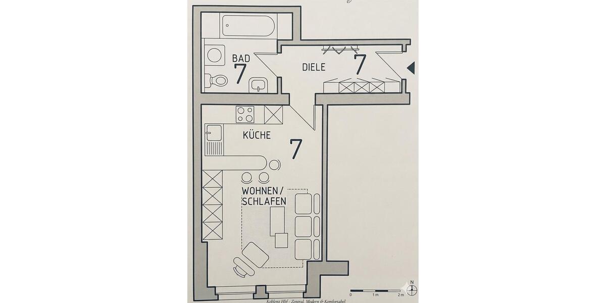 Etagenwohnung Koblenz - 1 Zimmer, 41 m&sup2;, 550&euro; | Angebot:25963044