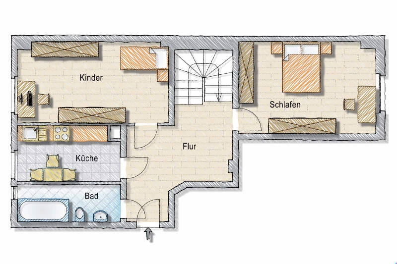 GEMÜTLICHE MAISONETTE – MODERNISIERTES BAD – GEPFLEGTER ZUSTAND 4 zimmer