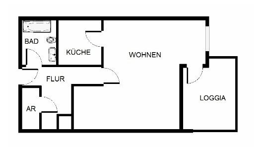 Etagenwohnung Essen Südviertel - 1 Zimmer, 56 m&sup2;, 560&euro; | Angebot:23547551