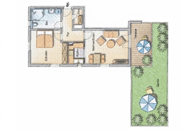 NEU MODERNISIERT – TERRASSE – GARTENANTEIL – DUSCHBAD MIT FENSTER – PKW-STELLPLATZ - Terrassenwohnung Radebeul Radebeul | Angebot:26760178