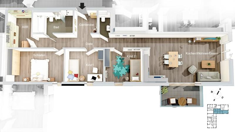 Etagenwohnung Bochum Bochum-Südwest - 4 Zimmer, 106 m&sup2;, 1.418&euro; | Angebot:24635113