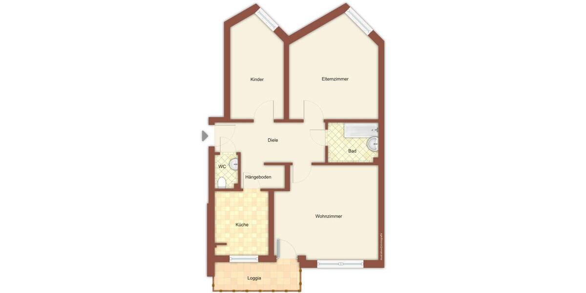 Etagenwohnung Mönchengladbach Nord - 3 Zimmer, 72 m&sup2;, 729&euro; | Angebot:26335914