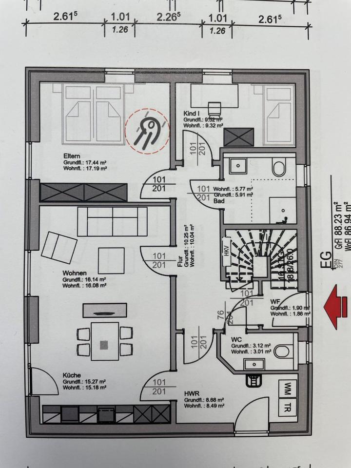 schöne 3ZKB Erdgeschoßwohnung zu vermieten