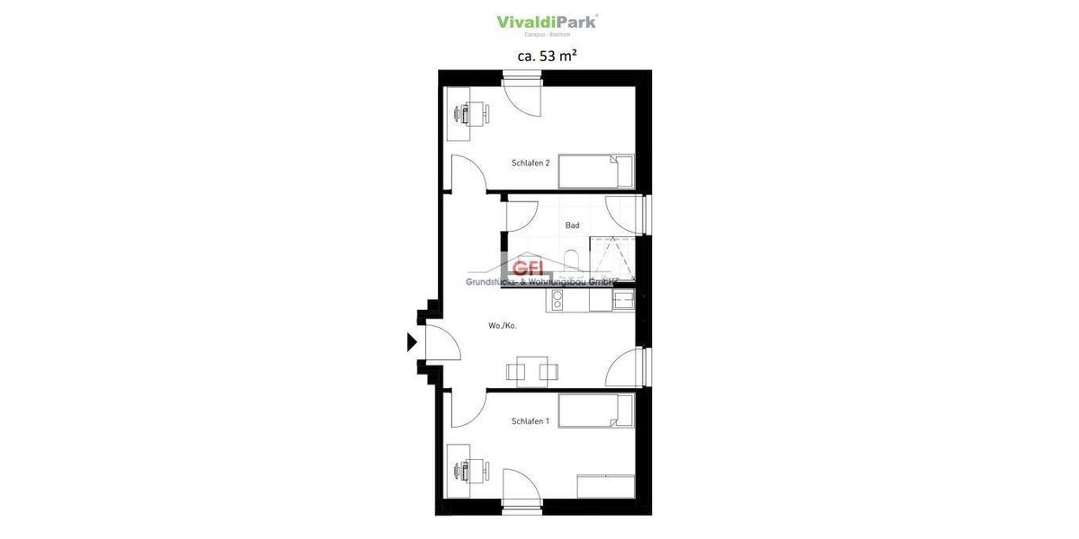 Etagenwohnung Bochum Laer - 2 Zimmer, 62 m&sup2;, 1.090&euro; | Angebot:23509179