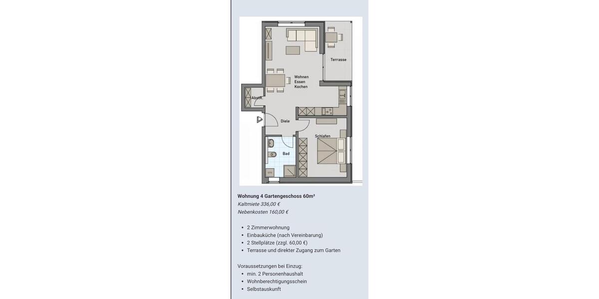 Etagenwohnung Rhaunen - 2 Zimmer, 60 m&sup2;, 336&euro; | Angebot:25804283