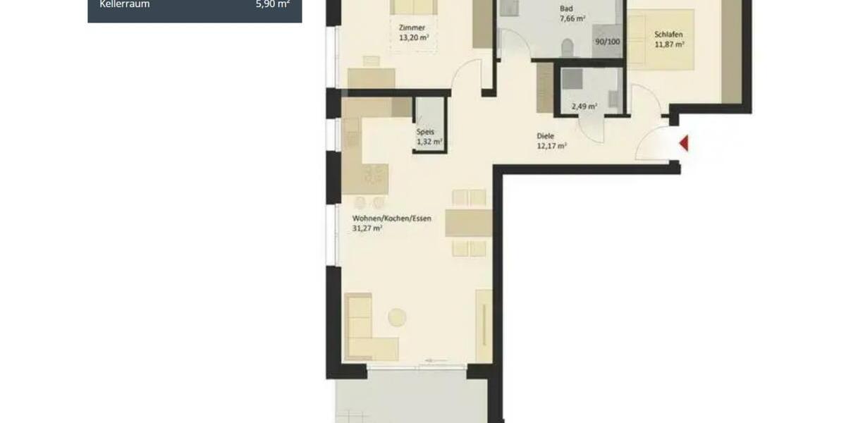 Etagenwohnung Lauchheim - 3 Zimmer, 85 m&sup2;, 1.100&euro; | Angebot:25883436