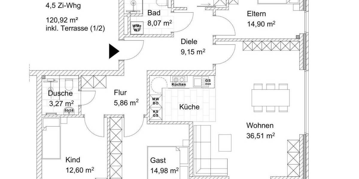 Etagenwohnung Salzhausen - 4 Zimmer, 121 m&sup2;, 1.320&euro; | Angebot:26712381