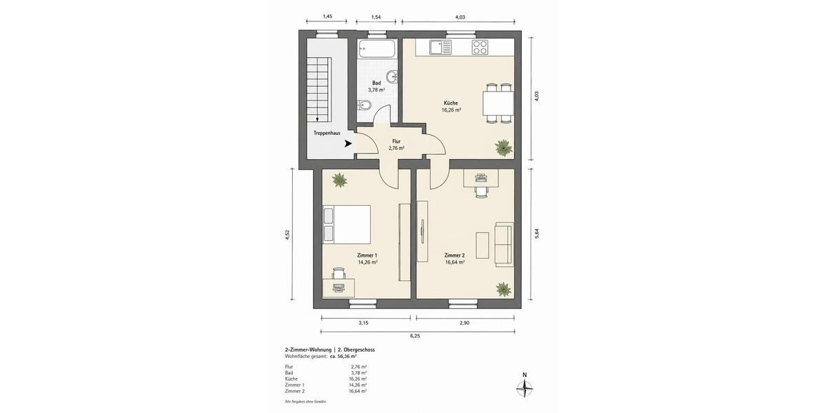 Wohnen auf Zeit Hannover Linden-Limmer - 2 Zimmer, 55 m&sup2;, 1.200&euro; | Angebot:26615166