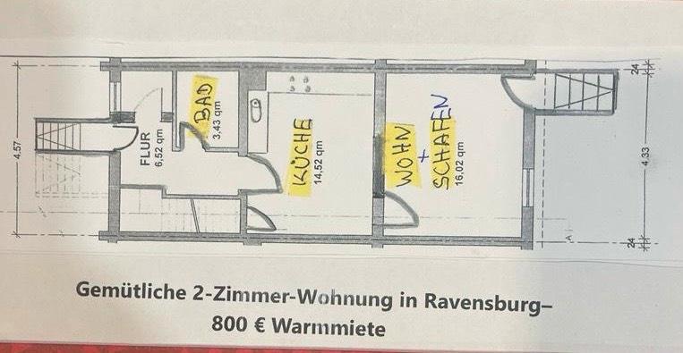 Erdgeschoßwohnung Weingarten - 2 Zimmer, 40 m&sup2;, 800&euro; | Angebot:26615324