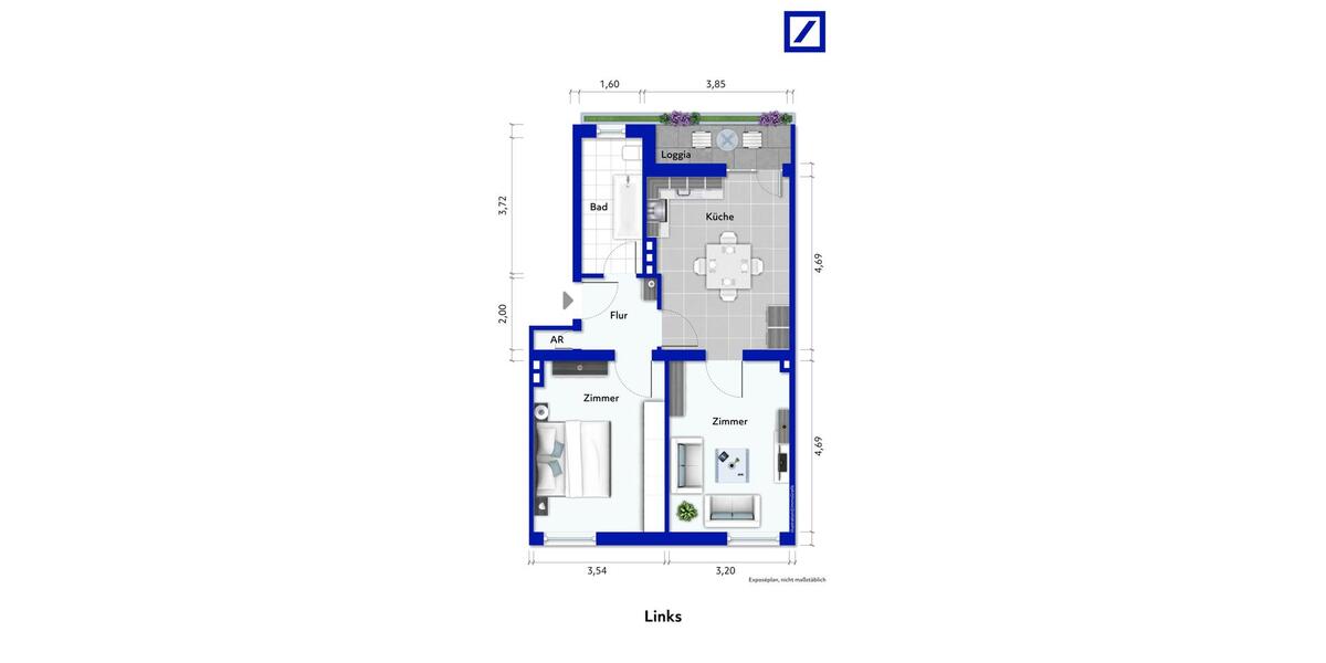 Etagenwohnung Gelsenkirchen Gelsenkirchen-Mitte - 2 Zimmer, 60 m&sup2;, 450&euro; | Angebot:26427140