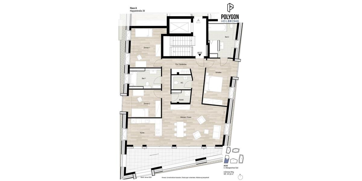 Dachgeschoßwohnung Heilbronn Kernstadt - 4 Zimmer, 147 m&sup2;, 2.150&euro; | Angebot:23051143