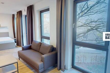 URBAN BASE: Vollmöbliertes 1-Zimmer-Large-Apartment mit EBK, BALKON, ALL-IN-MIETE, UVM. am Rheinufer