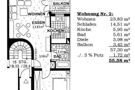 Wohnung Biberach-Rissegg Rissegg - 2.5 Zimmer, 56 m&sup2;, 735&euro; | Angebot:26677275