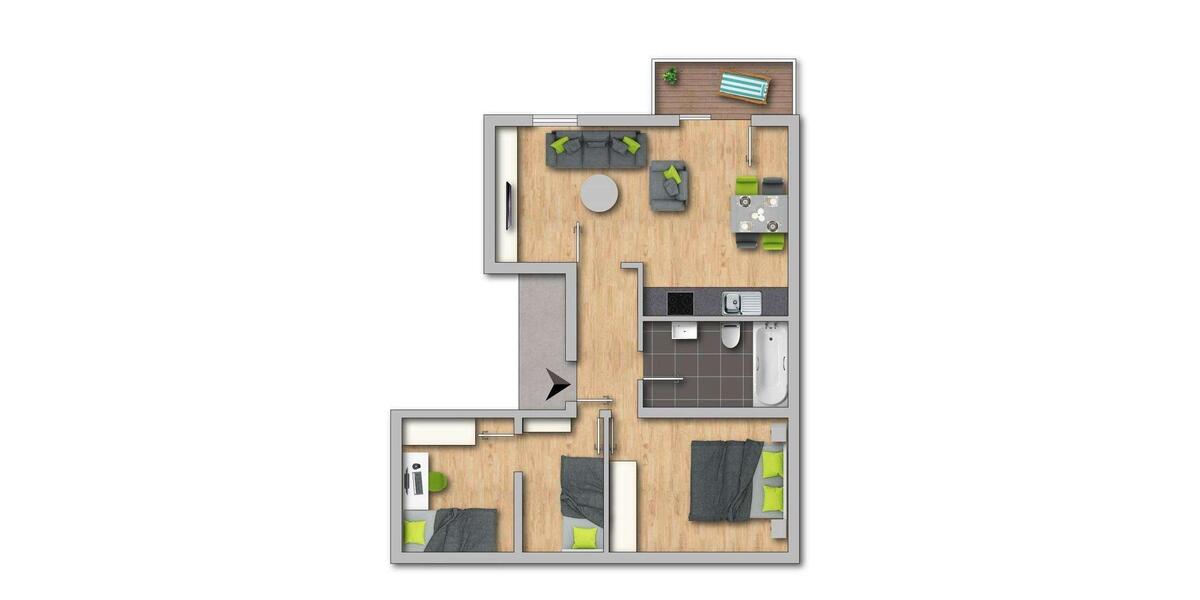Etagenwohnung Suhl - 3 Zimmer, 56 m&sup2;, 307&euro; | Angebot:25918723