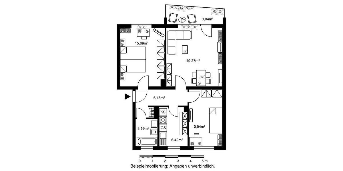 Etagenwohnung Bad Vilbel Siedlung Heilsberg - 3 Zimmer, 64 m&sup2;, 770&euro; | Angebot:26093731